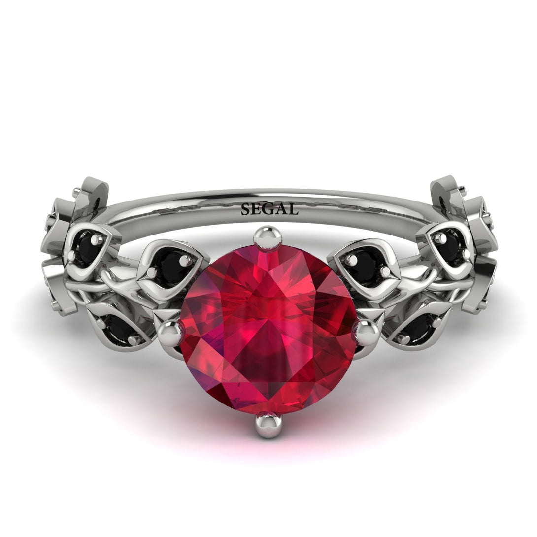 Leaves All Around White Gold Ruby Ring - Sydney 2ct No. 42
